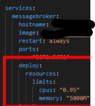 Docker Compose picture showing the deploy resources options
